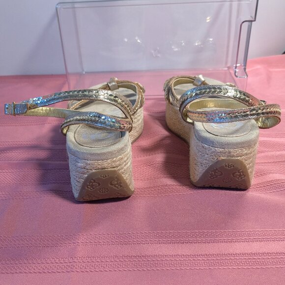 Gianni Bini Gold Sequin Ankle Strap Platform Sandals - Picture 11 of 14